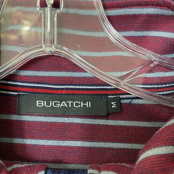 Bugatchi Striped Red Striped Long Sleeve Men Zip Up Men Sweater Size Medium - Picture 3 of 5